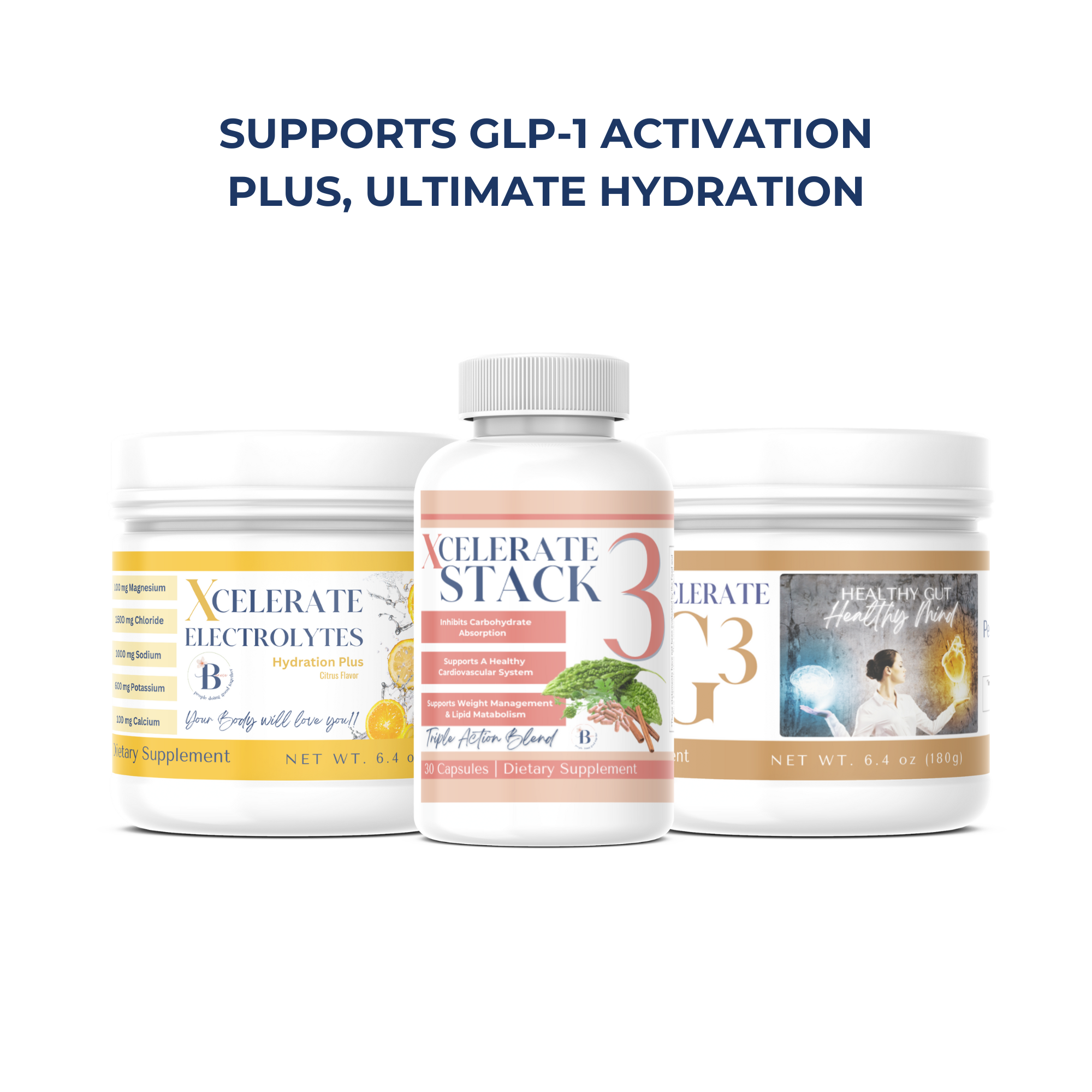 Replenish, restore, and accelerate results with the Xcelerate Wellness Trio – hydration, gut health, and GLP-1 support in one powerful package.